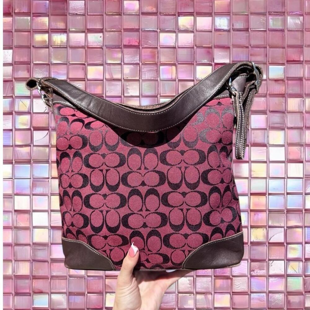 Coach black burgundy signature